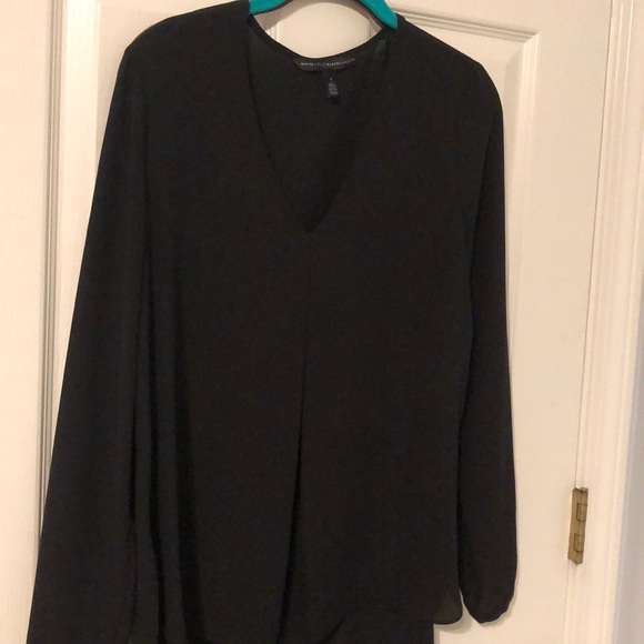White House Black Market black 3/4 sleeve blouse EUC - Picture 1 of 5